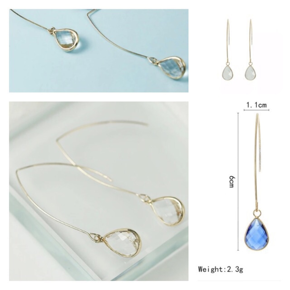 NEW!๐๐CRYSTAL CLEAR FACETED TEARDROPS!๐๐GOLDEN - Picture 3 of 7